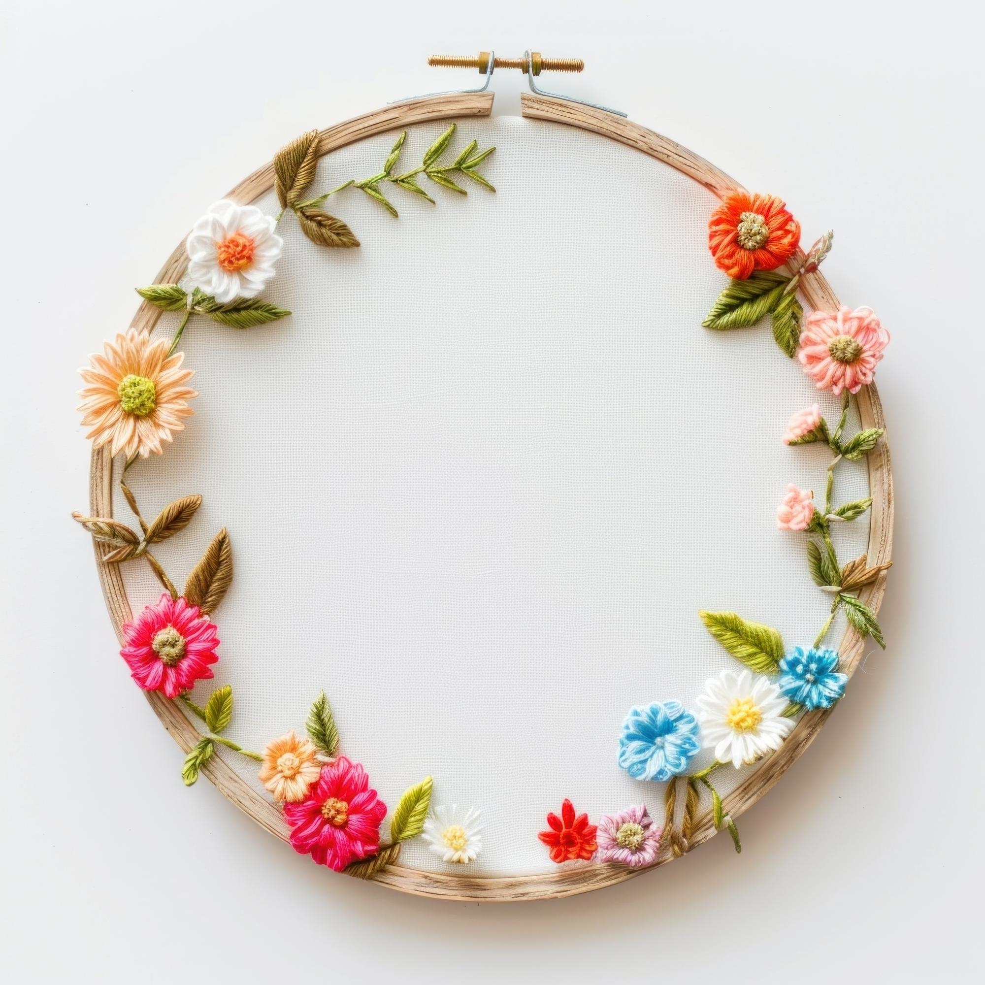 Embroidered floral hoop detail