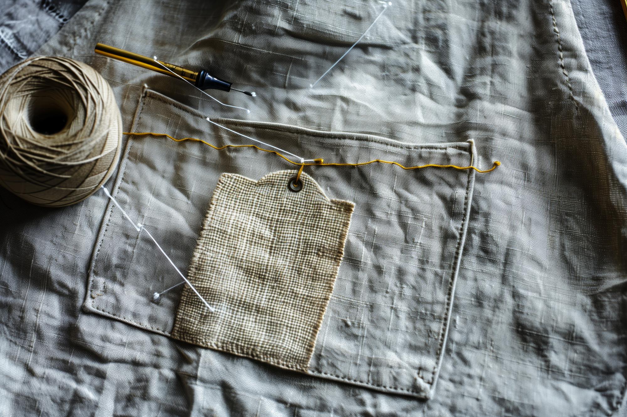 Hand-stitched linen pocket